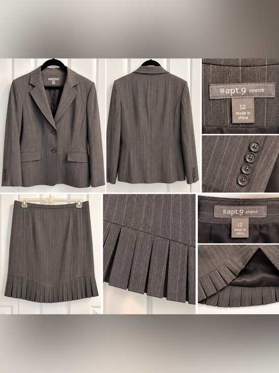 Apt. 9 Dresses & Skirts - Apt. 9 Stretch Women’s Gray Pinstripe 2 Piece Skirt Suit Size 12